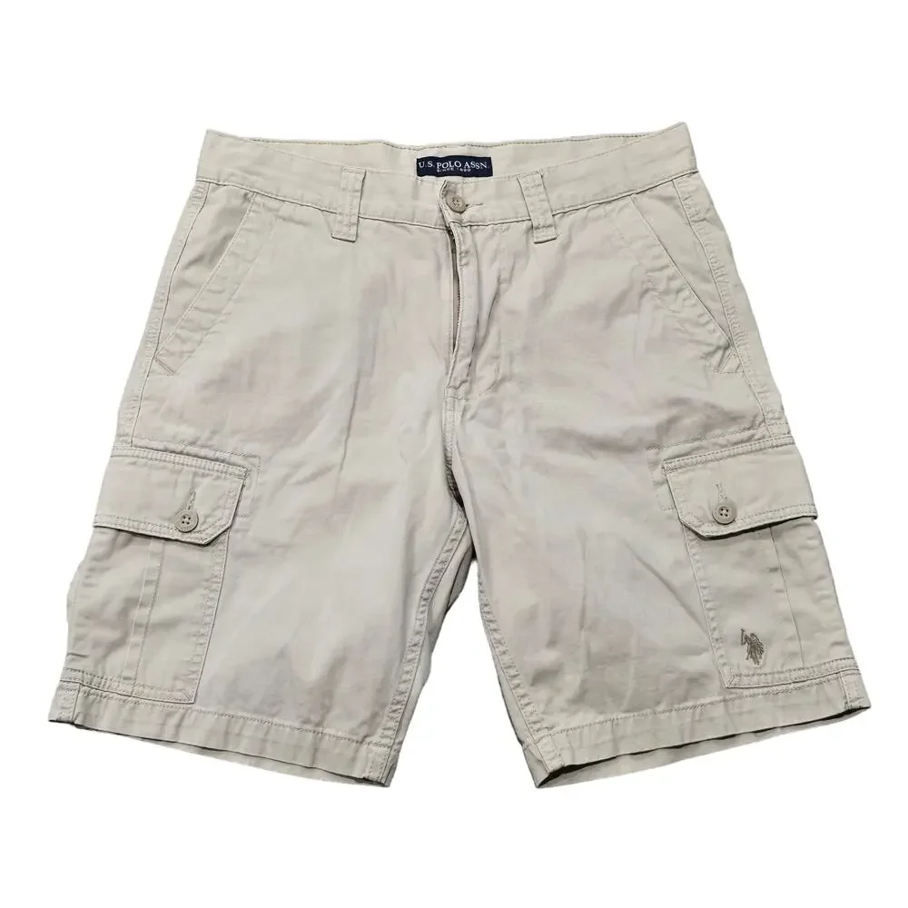 US Polo Assn. Tan Cargo Shorts Men Size 32 100% Cotton Dress Short Slacks